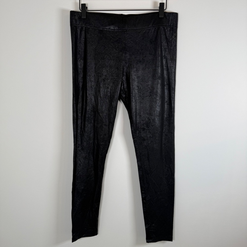 NEW Soma Black Foil Metallic Full Length Essential Leggings Medium Regular NWT‎